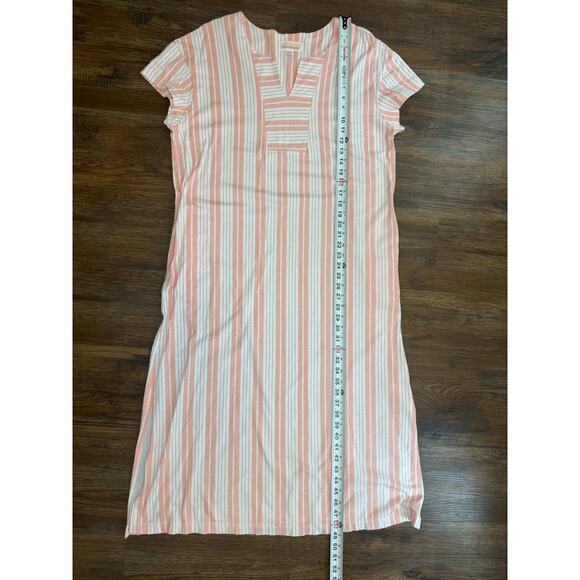 Stan Herman 100% SMALL Cotton orange white caftan jersey knit spilt Vneck lounge - Picture 4 of 10